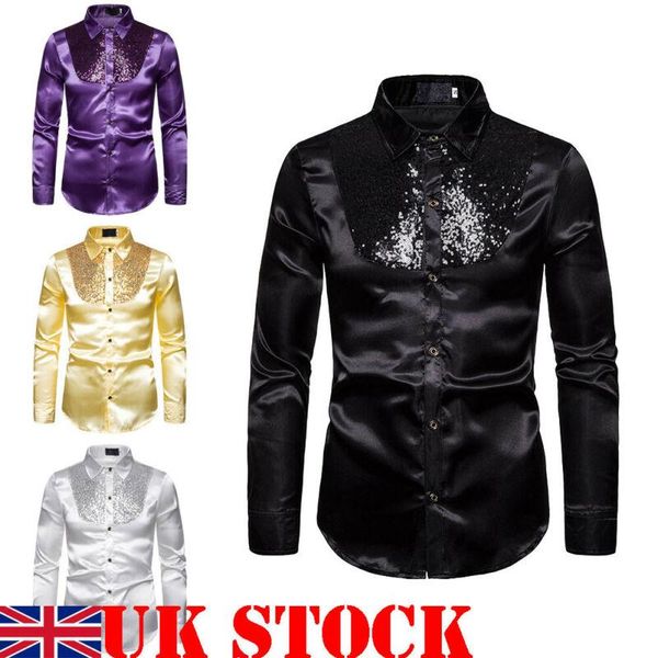 men's casual shirts men satin shiny silk feel smart dress wedding shirt sequin top, White;black
men's casual shirts men satin shiny silk feel smart dress wedding shirt sequin top, White;black