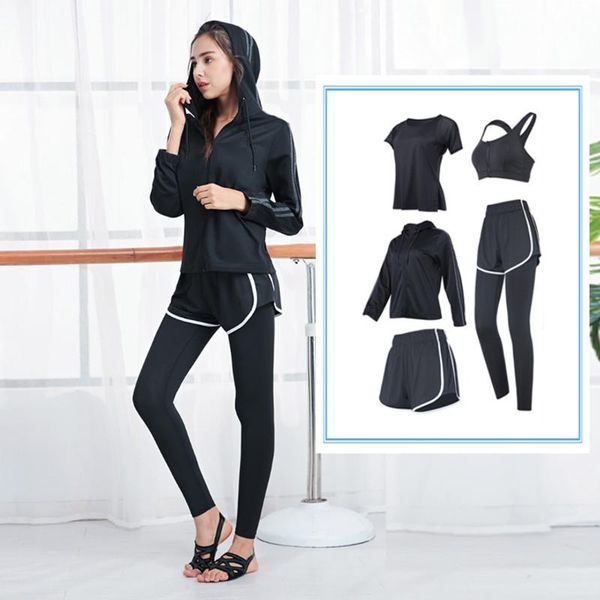 5pcs/set fitness sports suit women stripe yoga set gym clothing outfit outdoor running workout training cycling sportswear, White;red
5pcs/set fitness sports suit women stripe yoga set gym clothing outfit outdoor running workout training cycling sportswear, White;red