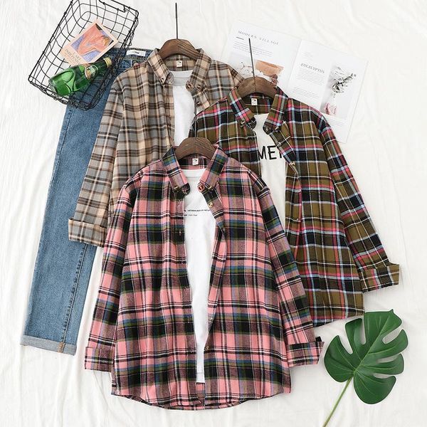 harajuku shirts retro british long-sleeved plaid shirt women's brushed shirt blouse spring autumn women coat bf style loose1, White
harajuku shirts retro british long-sleeved plaid shirt women's brushed shirt blouse spring autumn women coat bf style loose1, White