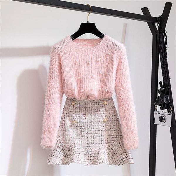 two piece set women autumn spring beaded pullover sweater and plaid tweed mermaid skirt set soft mohair knitted sweater a098, Gray
two piece set women autumn spring beaded pullover sweater and plaid tweed mermaid skirt set soft mohair knitted sweater a098, Gray