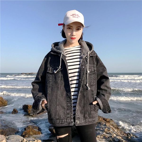 women's jackets hoodie jean jacket 2021 women autumn denim coat hooded outerwear coats windbreaker basic bf female jeans baggy 4986, Black;brown
women's jackets hoodie jean jacket 2021 women autumn denim coat hooded outerwear coats windbreaker basic bf female jeans baggy 4986, Black;brown