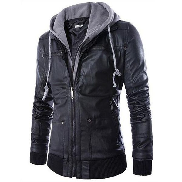 autumn new fashion plus size male zippers europe hooded detachable false two young men 's motorcycle leather jacket for men, Black
autumn new fashion plus size male zippers europe hooded detachable false two young men 's motorcycle leather jacket for men, Black