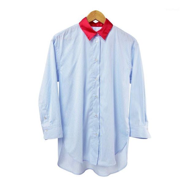 women shirt 2020spring and summer new personality color-block collar shirt women 1, White
women shirt 2020spring and summer new personality color-block collar shirt women 1, White
