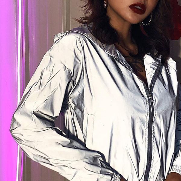 women jacket reflective windbreaker hoodie zipper up outfits long sleeve solid color wild fashion coat for spring autumn jackets, Black;brown
women jacket reflective windbreaker hoodie zipper up outfits long sleeve solid color wild fashion coat for spring autumn jackets, Black;brown