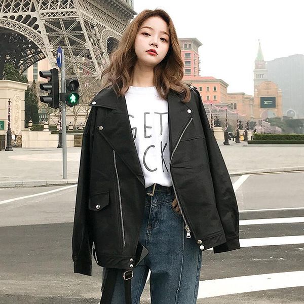 fashion oversized coat women faux leather jacket spring autumn loose biker motorcycle jackets female punk streetwear, Black
fashion oversized coat women faux leather jacket spring autumn loose biker motorcycle jackets female punk streetwear, Black