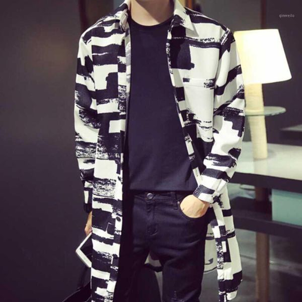 new european style men long coat korean fashion casual couple loaded loose long striped jacket trench1, Tan;black
new european style men long coat korean fashion casual couple loaded loose long striped jacket trench1, Tan;black