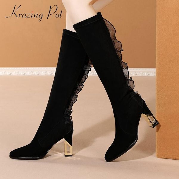 krazing pot riding boots sheep suede ruffles fairy round toe super high heel slip on sweet girls dating knee-high boots l37, Black
krazing pot riding boots sheep suede ruffles fairy round toe super high heel slip on sweet girls dating knee-high boots l37, Black