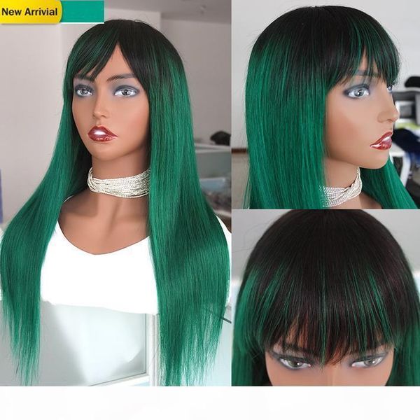 green ombre human hair wigs with bangs for black women full machine made peruvian remy straight glueless wig colored 1b green non lace wig, Black;brown
green ombre human hair wigs with bangs for black women full machine made peruvian remy straight glueless wig colored 1b green non lace wig, Black;brown
