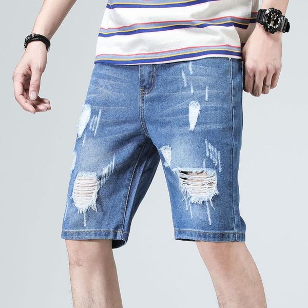 men's jeans leosoxs summer men half length bleached hole scratch pleated straight male cowboy fashion ripped retro tide denim trousers, Blue
men's jeans leosoxs summer men half length bleached hole scratch pleated straight male cowboy fashion ripped retro tide denim trousers, Blue