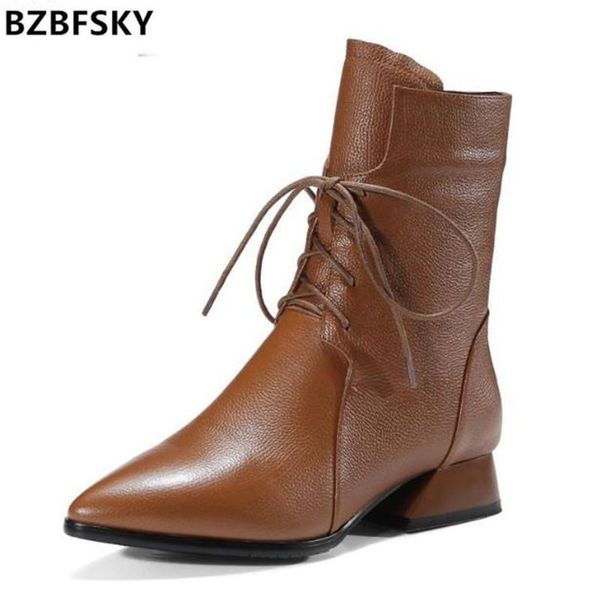 2020 autumn and winter new mid-tube low-heel pointed toe lace-up women's shoes thick heel large size boots, Black
2020 autumn and winter new mid-tube low-heel pointed toe lace-up women's shoes thick heel large size boots, Black