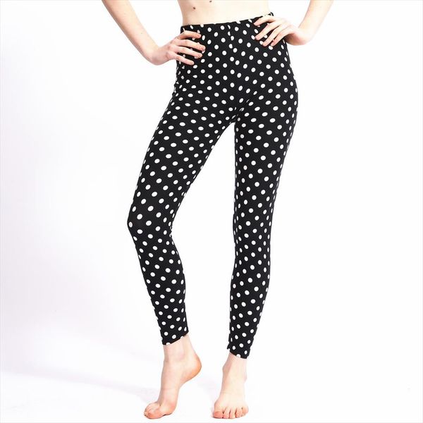 women casual fashion printing polka dot leggings knitted elastic ankle length pant slim fitted trousers, Black
women casual fashion printing polka dot leggings knitted elastic ankle length pant slim fitted trousers, Black