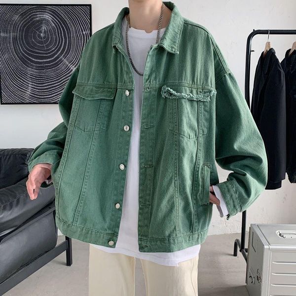 men's jackets 2021 korean style trend loose casual ripped denim jacket students all-match spring outer clothes, Black;brown
men's jackets 2021 korean style trend loose casual ripped denim jacket students all-match spring outer clothes, Black;brown