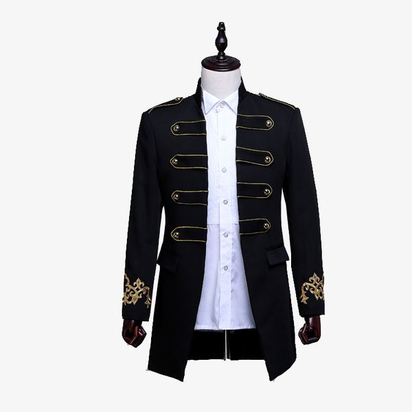 men double-breasted england style long slim fit blazer design wedding groom suit jacket mens stage wear singer costume, White;black
men double-breasted england style long slim fit blazer design wedding groom suit jacket mens stage wear singer costume, White;black