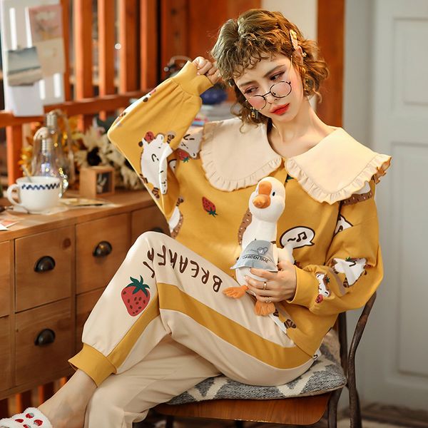 nightwa autumn winter pajamas women ruffle cute pyjamas set girl large size homewear night suit pajamas long sleeve pyjamas set 201109, Black;red
nightwa autumn winter pajamas women ruffle cute pyjamas set girl large size homewear night suit pajamas long sleeve pyjamas set 201109, Black;red