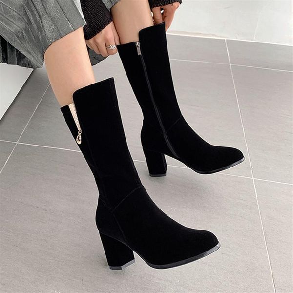 women boots winter knee high boots zipper square high heel long crystal round toe shoes ladies fall big size 32-43, Black
women boots winter knee high boots zipper square high heel long crystal round toe shoes ladies fall big size 32-43, Black