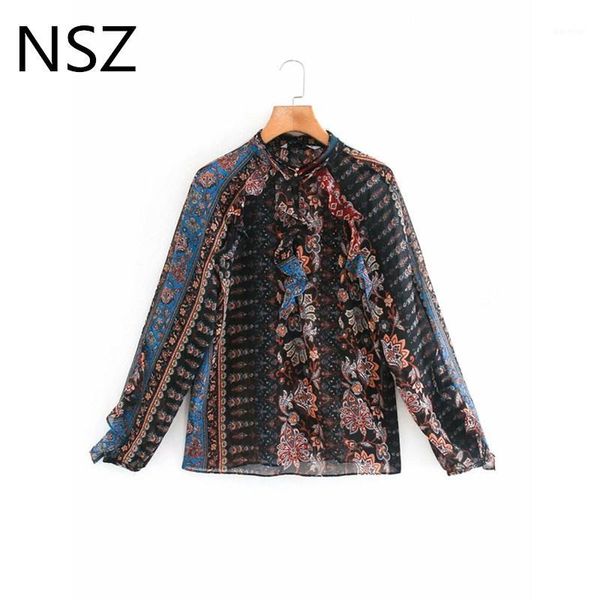 nsz women print ruffles oversized blouse stand collar long sleeve loose vintage ladies shirt fall fashion blusa camisa mujer1, White
nsz women print ruffles oversized blouse stand collar long sleeve loose vintage ladies shirt fall fashion blusa camisa mujer1, White