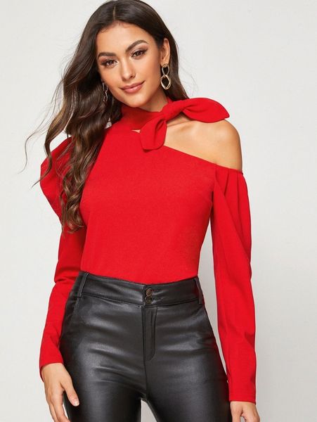 asymmetrical neck knot detail n2dt#, White 
asymmetrical neck knot detail n2dt#, White