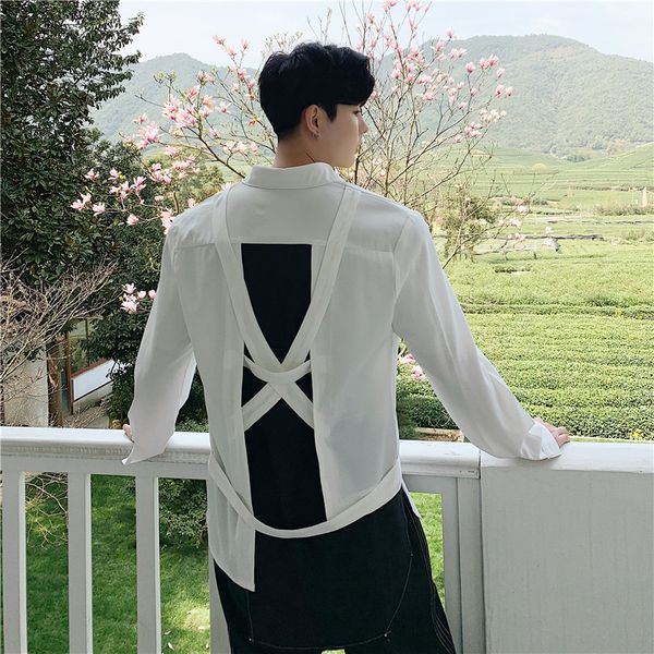 2021 New Dark Men's Stage Attire Features Double Breaches in Back Cross-sleeve Hair Stylist Club Is Long-sleeved Long-shirt O6RQ, Black
2021 New Dark Men's Stage Attire Features Double Breaches in Back Cross-sleeve Hair Stylist Club Is Long-sleeved Long-shirt O6RQ, Black