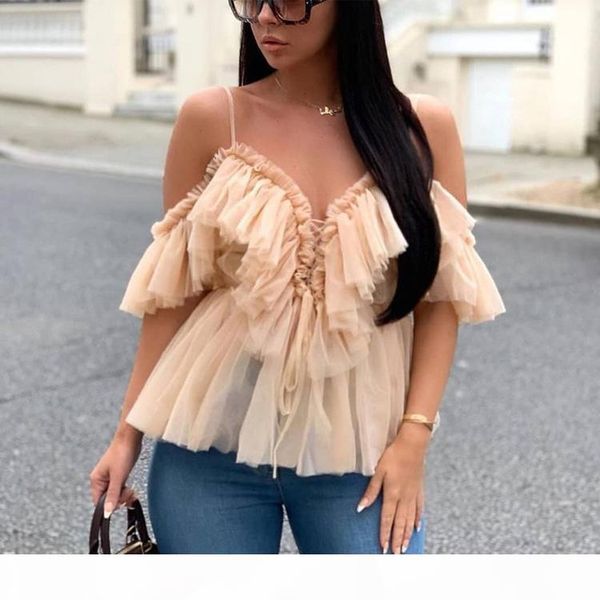vintage boho mesh blouse shirt women casual solid ruffle sleeve elegant summer lace up ladies blusas 2020, White
vintage boho mesh blouse shirt women casual solid ruffle sleeve elegant summer lace up ladies blusas 2020, White