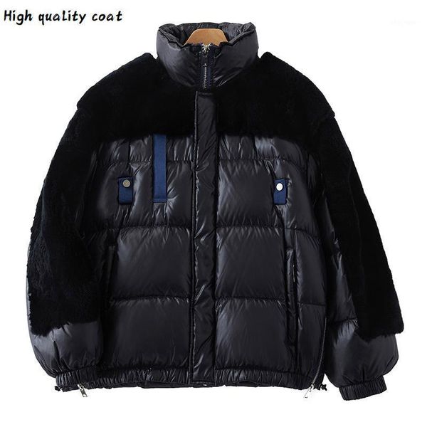 white duck women's down 90% jacket korean thicken warm female winter parkas rex fur splicing women coats ropa zjt7231, Black
white duck women's down 90% jacket korean thicken warm female winter parkas rex fur splicing women coats ropa zjt7231, Black