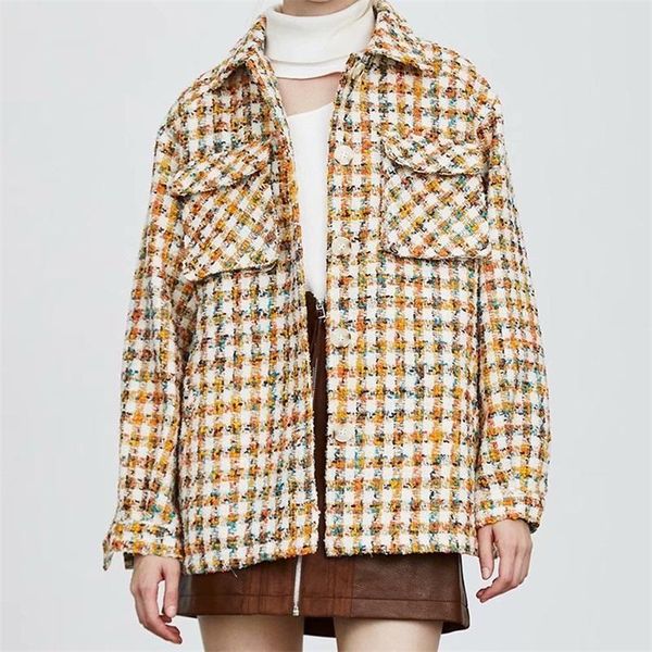 women's jackets zxqj women 2021 fashion oversized retro variegated plaid jacket coat long sleeve pockets female outerwear chic, Black;brown
women's jackets zxqj women 2021 fashion oversized retro variegated plaid jacket coat long sleeve pockets female outerwear chic, Black;brown
