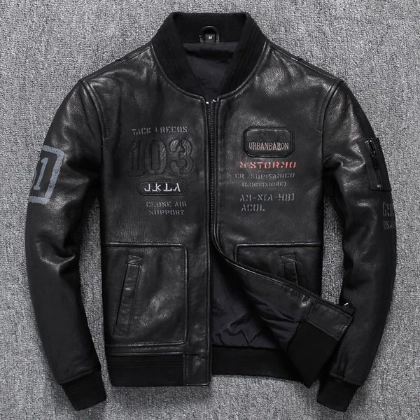 thick tanned sheep skin graft chanpi cowhide lines embroidery locomotive lear lear man clothing jacket1, Black
thick tanned sheep skin graft chanpi cowhide lines embroidery locomotive lear lear man clothing jacket1, Black