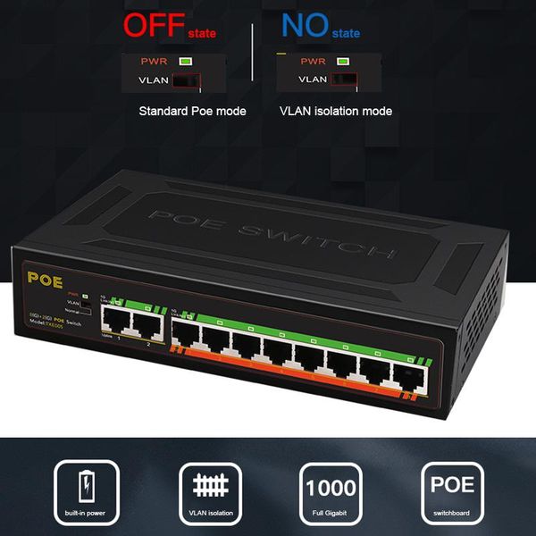network switches 10 port 1000mbps poe gigabit switch 120w vlan power supply at 250m ethernet for ip camera/wireless ap/poe camera
network switches 10 port 1000mbps poe gigabit switch 120w vlan power supply at 250m ethernet for ip camera/wireless ap/poe camera