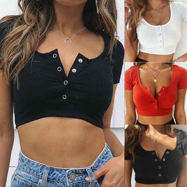 outdoor t-shirts womens summer slim short t-shirt women's v-neck tank sleeve solid color button crop clubwear, Gray;blue
outdoor t-shirts womens summer slim short t-shirt women's v-neck tank sleeve solid color button crop clubwear, Gray;blue