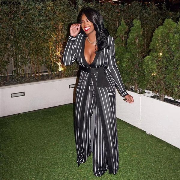 2021 women new striped open stitch with sashes x long trench straight long pants suits two piece set tracksuit outfit glrrk199, Gray
2021 women new striped open stitch with sashes x long trench straight long pants suits two piece set tracksuit outfit glrrk199, Gray