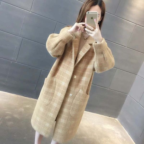 2021 new autumn and winter new medium velvet mink long women's fashionable mesh cardigan quilted plaid wool coat h00267, Black
2021 new autumn and winter new medium velvet mink long women's fashionable mesh cardigan quilted plaid wool coat h00267, Black