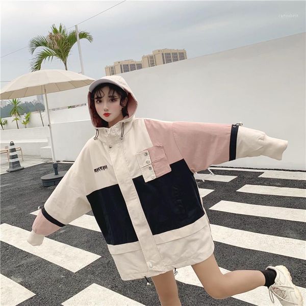 women's jackets stitching color thin section short coat 2021 spring autumn korean loose casual zipper tooling jacket z41, Black;brown
women's jackets stitching color thin section short coat 2021 spring autumn korean loose casual zipper tooling jacket z41, Black;brown