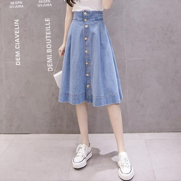 elegant 2020 women long denim skirt fashion elastic high waist single breasted a line korean ladies cotton jean midi skirt, Black
elegant 2020 women long denim skirt fashion elastic high waist single breasted a line korean ladies cotton jean midi skirt, Black