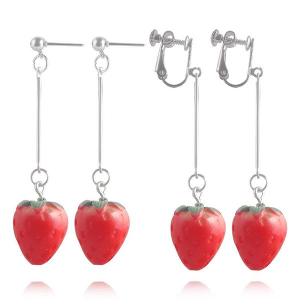 stud rj fruit strawberry earring female lovely girl simulation red dangle ear clip for women fine jewelry accessories, Golden;silver
stud rj fruit strawberry earring female lovely girl simulation red dangle ear clip for women fine jewelry accessories, Golden;silver