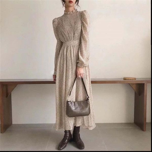 palace style retro chic 2021 office lady elegant print a line floral gentle full sleeved waist controlled long dresses, Black;gray
palace style retro chic 2021 office lady elegant print a line floral gentle full sleeved waist controlled long dresses, Black;gray