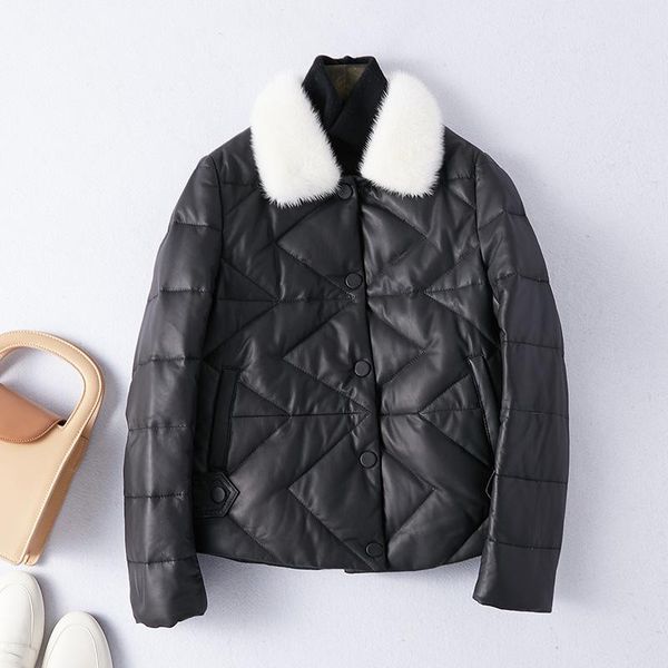 2021 new autumn winter genuine leather down jacket women collar real sheepskin leather coat slim fit wj1687 kj3389, Black
2021 new autumn winter genuine leather down jacket women collar real sheepskin leather coat slim fit wj1687 kj3389, Black