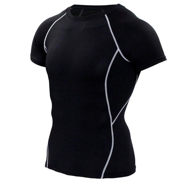 new men sport fitness gym t shirt running training compression shirts polyester tight clothes, Black;blue
new men sport fitness gym t shirt running training compression shirts polyester tight clothes, Black;blue