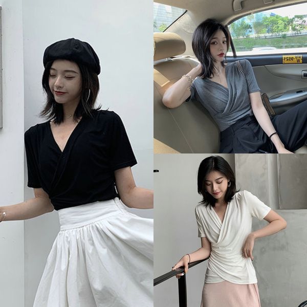 big v-neck cross t2020 spring summer white brown elastic coat mid sleeve big v-neck cross t2020 spring summer white brown elastic coat