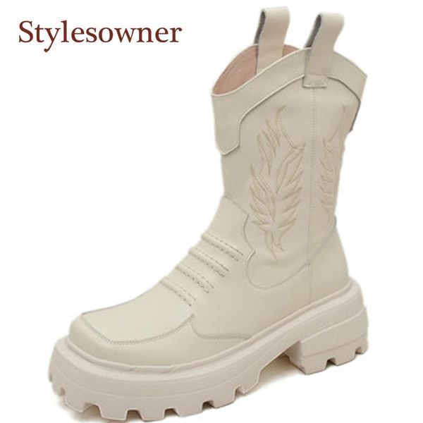 retro embroider long woman platform boots genuine leather all-match thick-heel height increasing western shoes, Black
retro embroider long woman platform boots genuine leather all-match thick-heel height increasing western shoes, Black