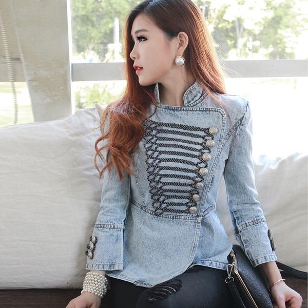 2020 spring and autumn washes white denim jacket women short slim handsome jean jacket laides old court buttons jackets coat top, Black;brown
2020 spring and autumn washes white denim jacket women short slim handsome jean jacket laides old court buttons jackets coat top, Black;brown