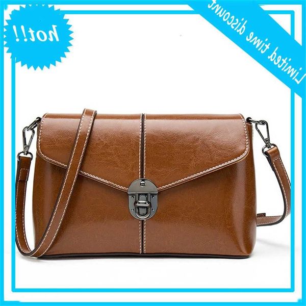 2020 korean new style oil wax cow chaozhou women's one shoulder small square leather slant span bag guangzhou