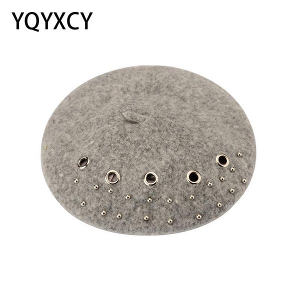 knit wool felt beret hats for women girls fashion rivet elegant female beret british style winter hat solid, Blue;gray 
knit wool felt beret hats for women girls fashion rivet elegant female beret british style winter hat solid, Blue;gray