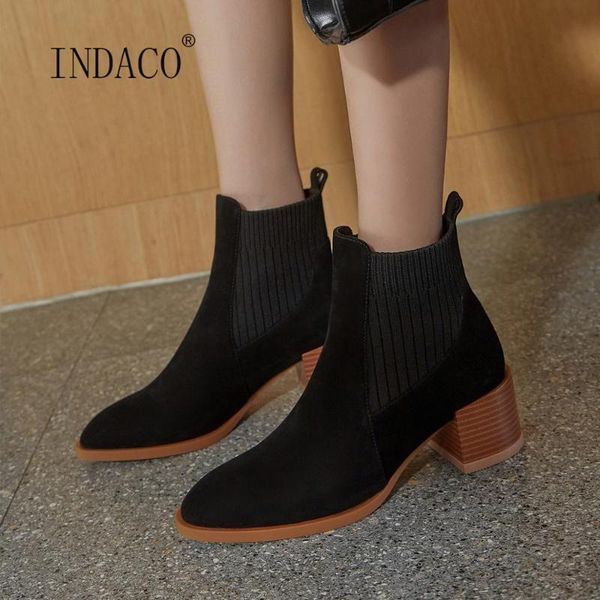 quality autumn boots suede women boots genuine leather pointed toe ankle for women square high heels slip on, Black
quality autumn boots suede women boots genuine leather pointed toe ankle for women square high heels slip on, Black