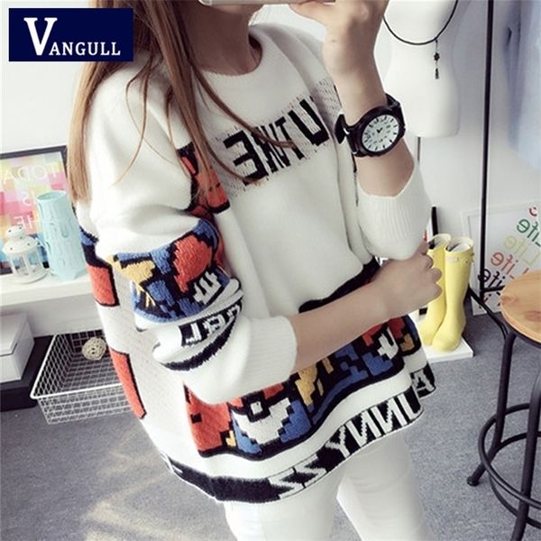 vangull letter print sweater preppy style knitted pullovers autumn fashion long sleeve o-neck women sweaters and pullovers lj201017, White;black
vangull letter print sweater preppy style knitted pullovers autumn fashion long sleeve o-neck women sweaters and pullovers lj201017, White;black