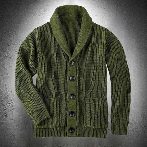 army green cardigan sweater men coat coarse wool thicken warm casual fashion clothing button up 211221, White;black
army green cardigan sweater men coat coarse wool thicken warm casual fashion clothing button up 211221, White;black