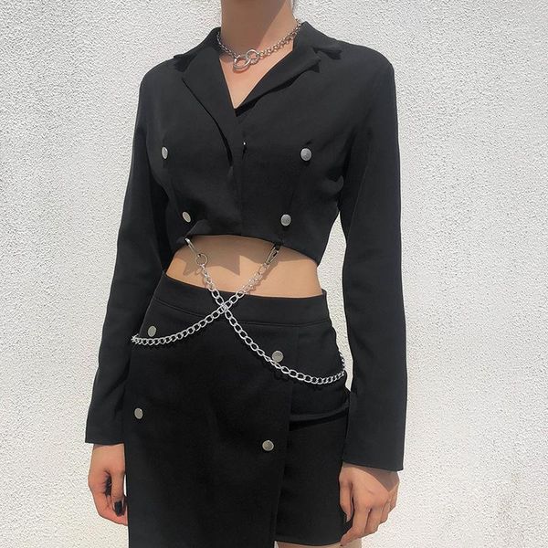 2021 streetwear women's jacket blazer black with metal chain coat female feminino chaqueta mujer veste festival harajuku clothes1, White;black
2021 streetwear women's jacket blazer black with metal chain coat female feminino chaqueta mujer veste festival harajuku clothes1, White;black