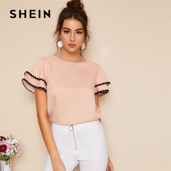 shein pink contrast wave lace trim layered ruffle sleeve women blouse summer solid casual round neck short sleeve blouse1, White
shein pink contrast wave lace trim layered ruffle sleeve women blouse summer solid casual round neck short sleeve blouse1, White