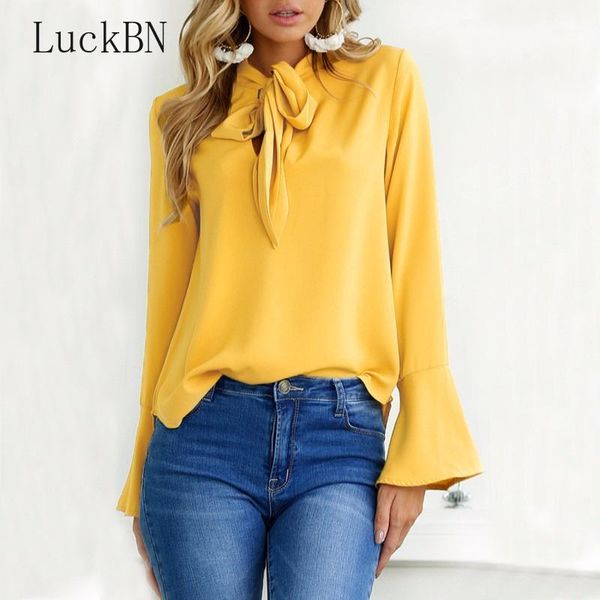 office bow tie blouse women lantern sleeve yellow bows necktie shirts female elegant work shirt casual spring chiffon, White
office bow tie blouse women lantern sleeve yellow bows necktie shirts female elegant work shirt casual spring chiffon, White