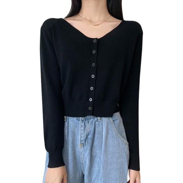 casual sweater pure color v-neck sweaters all-match short long-sleeved knitted cardigan jacket vetements femmes, White
casual sweater pure color v-neck sweaters all-match short long-sleeved knitted cardigan jacket vetements femmes, White