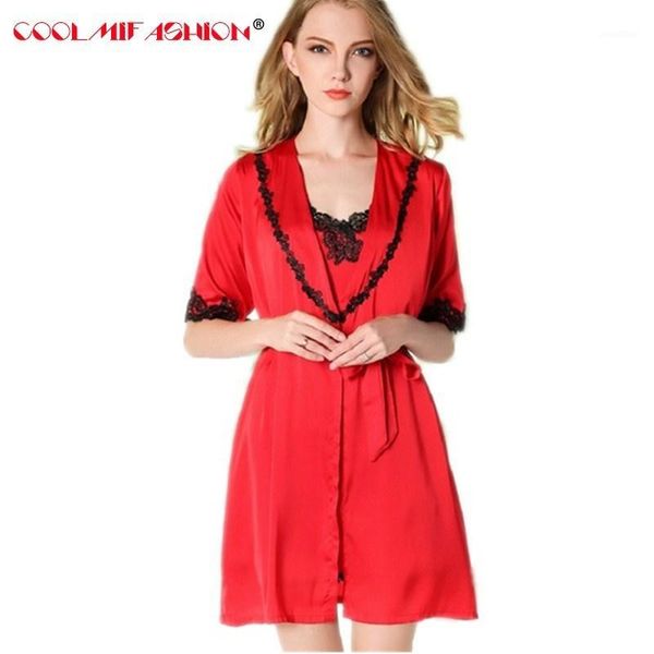 silk-like women nightdress 2pcs robes&dress lace nightwear suits silk-like sleepwear sets spring summer robe femme1, Black;red
silk-like women nightdress 2pcs robes&dress lace nightwear suits silk-like sleepwear sets spring summer robe femme1, Black;red