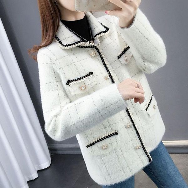 women's jackets spring vintage plaid mink fleece lapel jacket women elegant chic pearl buttons korean outerwear office lady fashion wil, Black;brown
women's jackets spring vintage plaid mink fleece lapel jacket women elegant chic pearl buttons korean outerwear office lady fashion wil, Black;brown